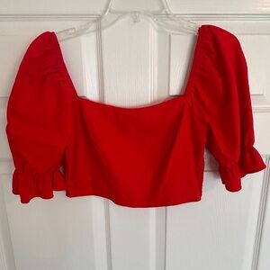 HOT and sexy! Red Puff Sleeve Crop Top by Blue Blush